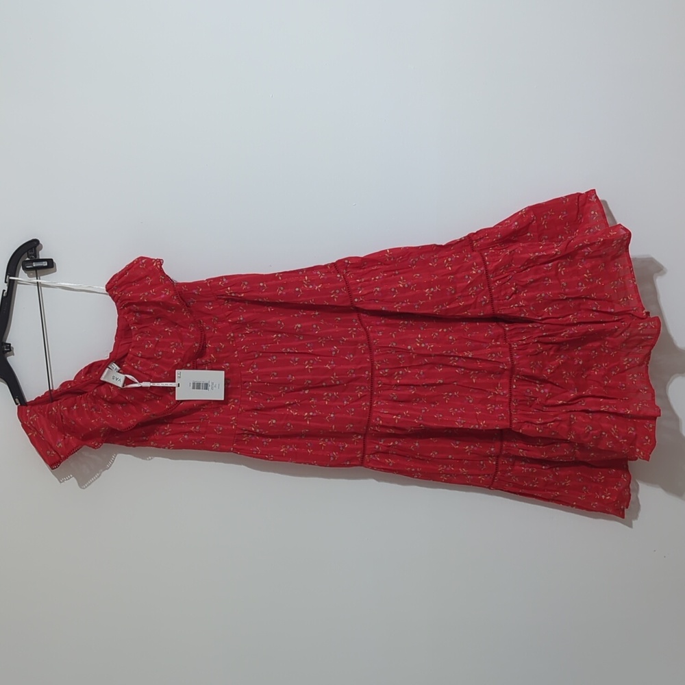 Y.A.S feel midi dress size large red floral print